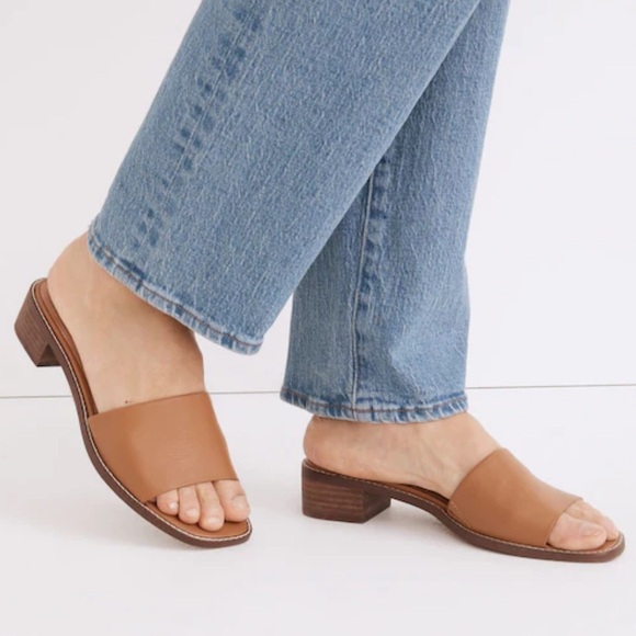 Madewell The Cassady Mule Tan Desert Camel Leather Slip On Low Heel Sandals NWOB - Picture 1 of 11